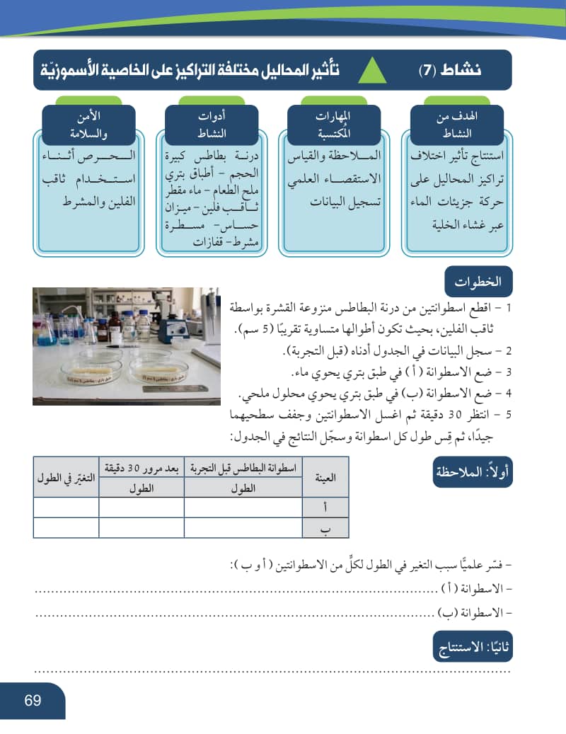 صفحة 70 من الأحياء — الصف العاشر — الفصل الدراسي الأول